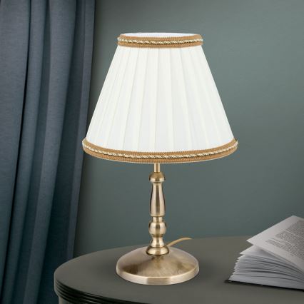Pöytävalaisin TONIA 1xE27/60W/230V halkaisija 25 cm valkoinen/pronssi