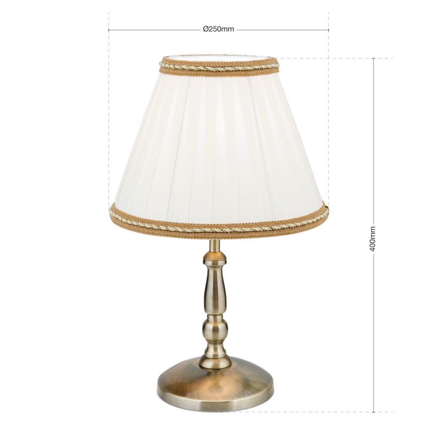 Pöytävalaisin TONIA 1xE27/60W/230V halkaisija 25 cm valkoinen/pronssi