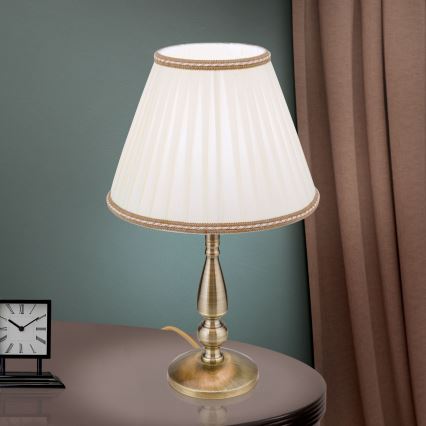 Pöytävalaisin TONIA 1xE27/60W/230V halkaisija 30 cm valkoinen/pronssi