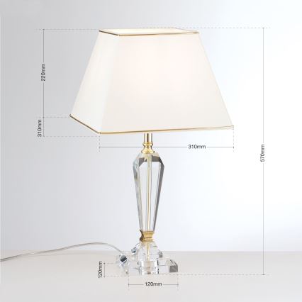 Kristallipöytävalaisin VERONIQUE 1xE27/60W/230V kerma/kulta