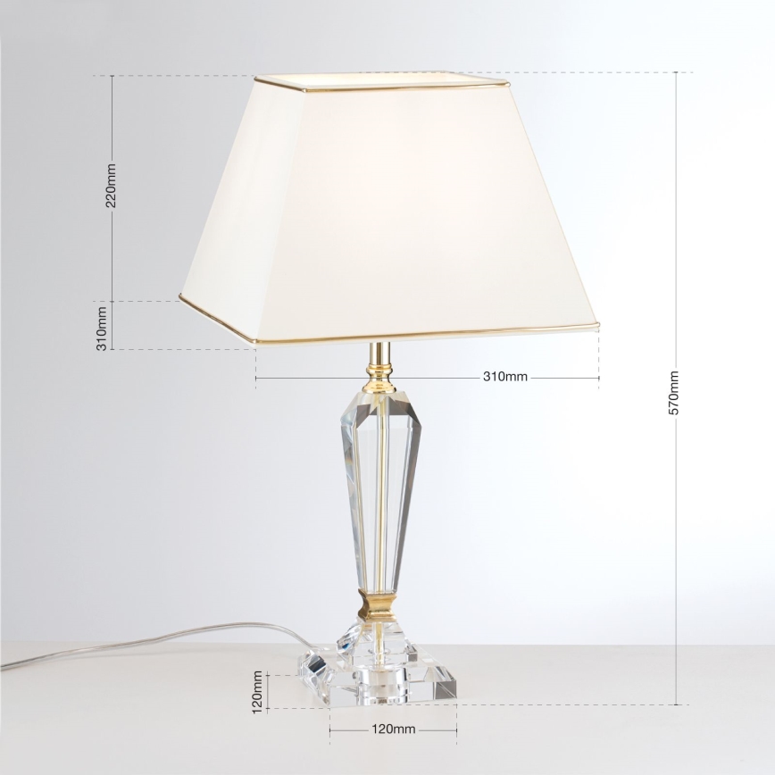 Kristallipöytävalaisin VERONIQUE 1xE27/60W/230V kerma/kulta