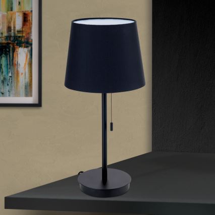 Pöytävalaisin USB-portilla LUDWIG 1xE27/40W/230V 50 cm musta