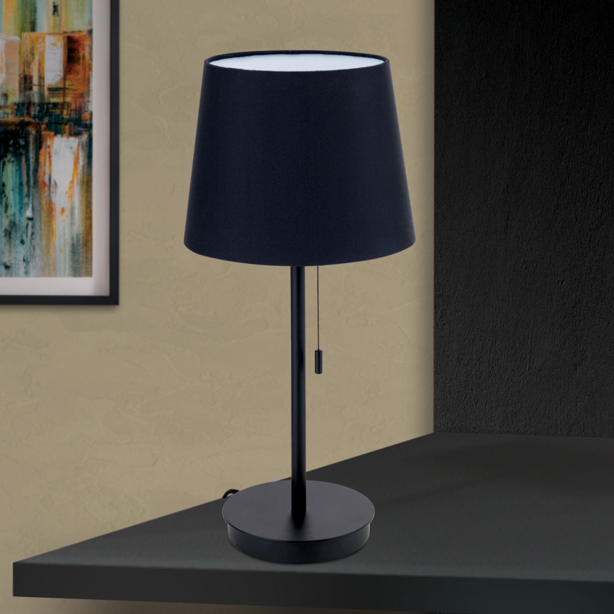 Pöytävalaisin USB-portilla LUDWIG 1xE27/40W/230V 50 cm musta