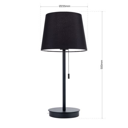Pöytävalaisin USB-portilla LUDWIG 1xE27/40W/230V 50 cm musta