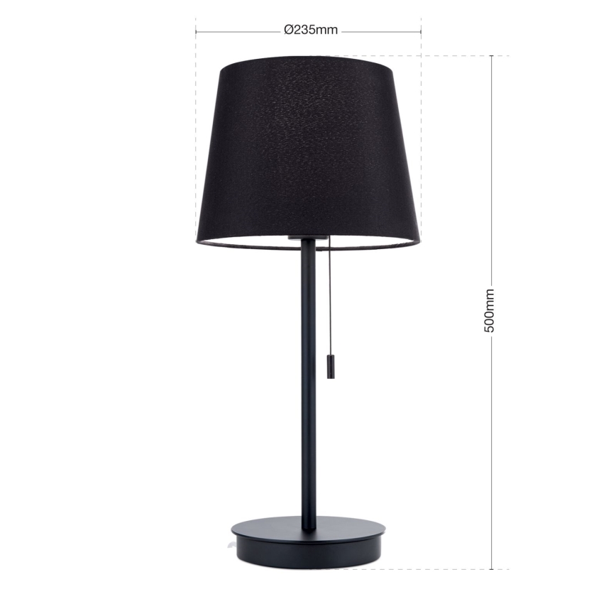 Pöytävalaisin USB-portilla LUDWIG 1xE27/40W/230V 50 cm musta