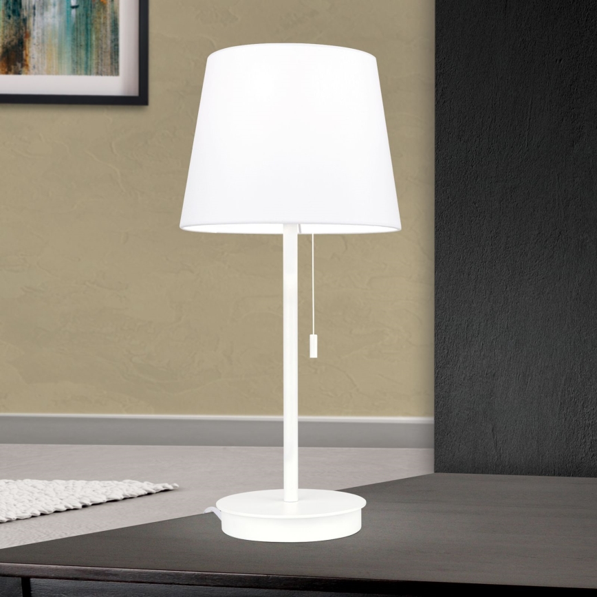 Pöytävalaisin USB-portilla LUDWIG 1xE27/40W/230V 50 cm valkoinen