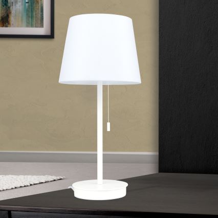 Pöytävalaisin USB-portilla LUDWIG 1xE27/40W/230V 50 cm valkoinen