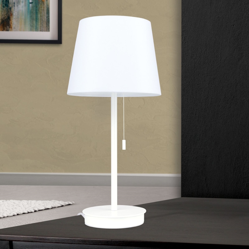 Pöytävalaisin USB-portilla LUDWIG 1xE27/40W/230V 50 cm valkoinen