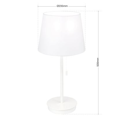 Pöytävalaisin USB-portilla LUDWIG 1xE27/40W/230V 50 cm valkoinen