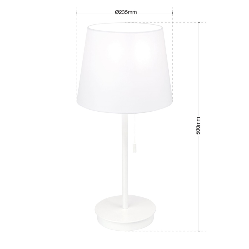 Pöytävalaisin USB-portilla LUDWIG 1xE27/40W/230V 50 cm valkoinen