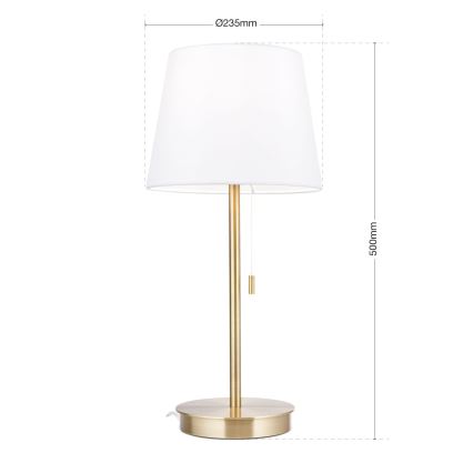 Pöytävalaisin USB-portilla LUDWIG 1xE27/40W/230V 50 cm valkoinen/kulta