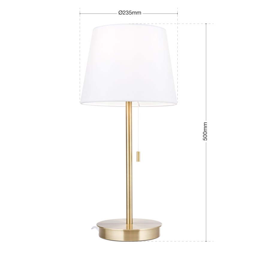Pöytävalaisin USB-portilla LUDWIG 1xE27/40W/230V 50 cm valkoinen/kulta
