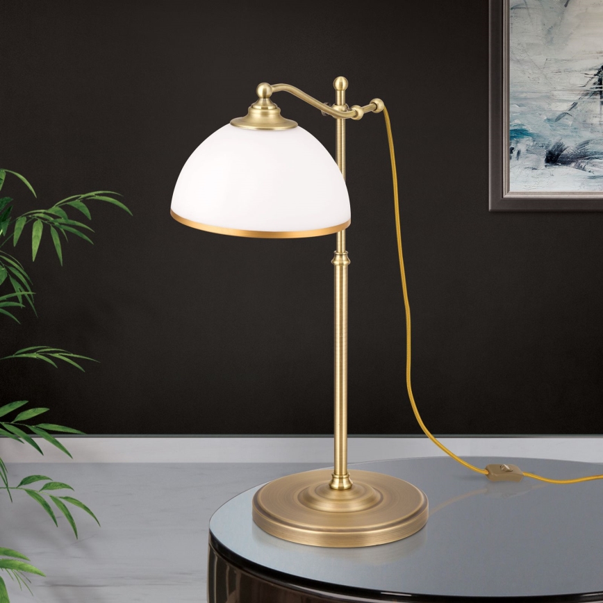 Pöytävalaisin OLD LAMP 1xE27/40W/230V 65 cm valkoinen/pronssi