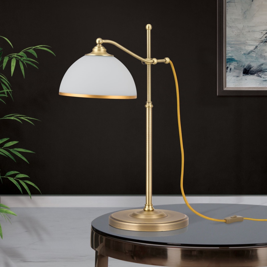 Pöytävalaisin OLD LAMP 1xE27/40W/230V 65 cm valkoinen/pronssi