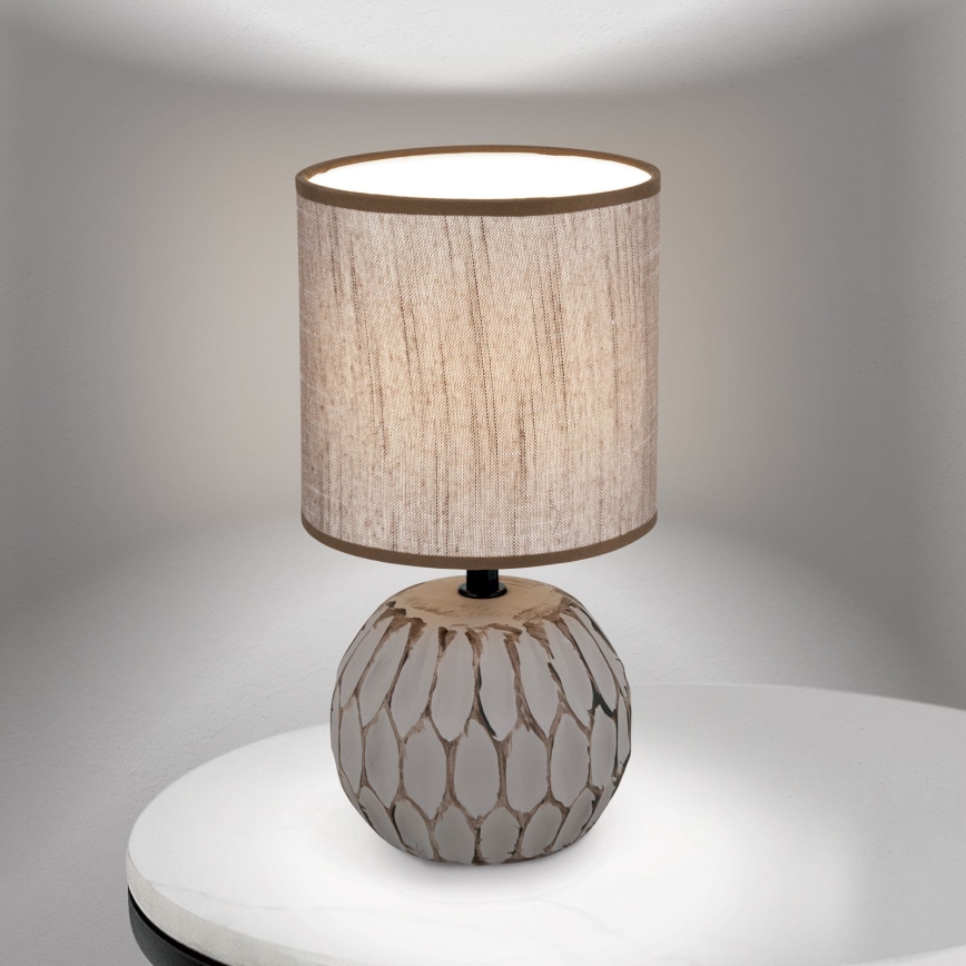 Pöytävalaisin PINIA 1xE14/25W/230V keramiikka beige/harmaa