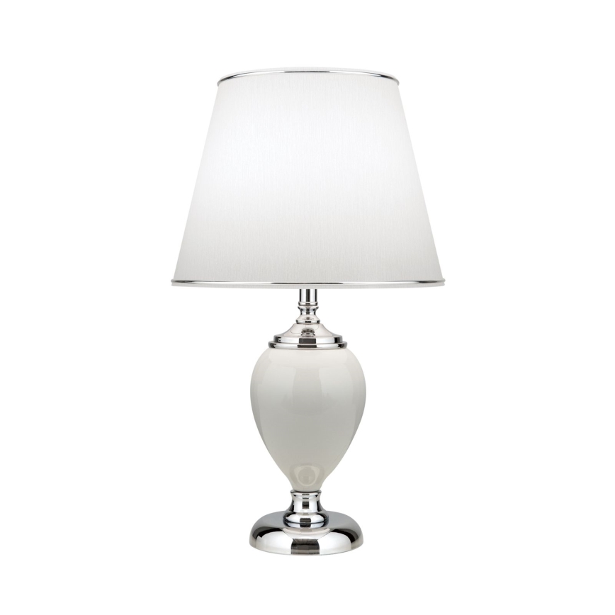 Pöytävalaisin OVUM 1xE27/40W/230V 48 cm keramiikka valkoinen/kiiltävä kromi