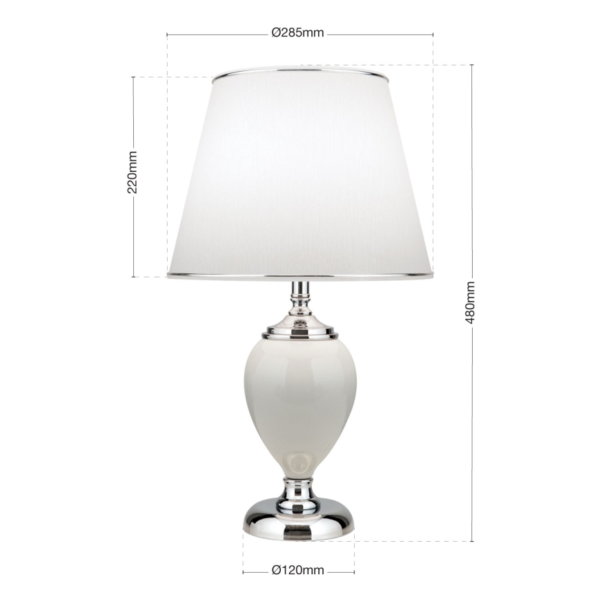 Pöytävalaisin OVUM 1xE27/40W/230V 48 cm keramiikka valkoinen/kiiltävä kromi
