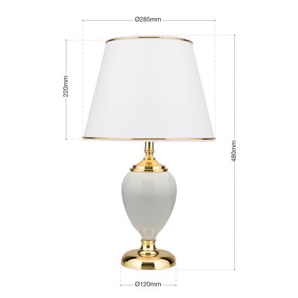 Pöytävalaisin OVUM 1xE27/40W/230V 48 cm keramiikka valkoinen/kulta