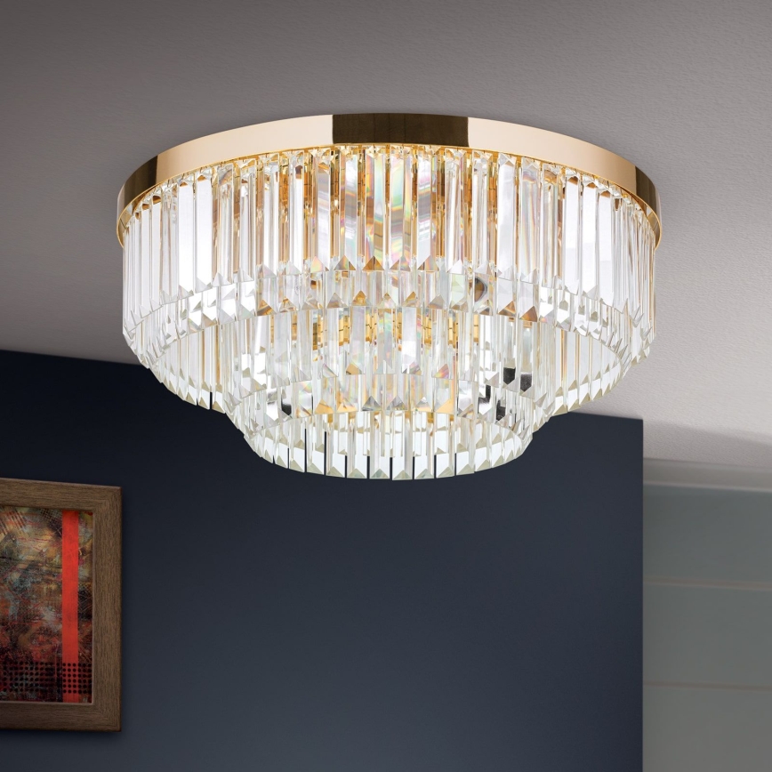 LED himmennettävä kristallikattoleuchte PRISM LED/80W/230V halkaisija 55 cm 24K kulta