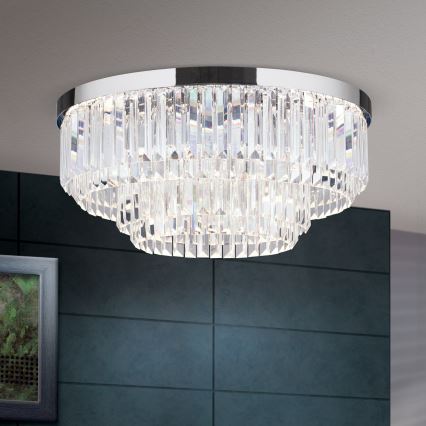 LED himmennettävä kristallikattoleuchte PRISM LED/80W/230V halkaisija 55 cm kiiltävä kromi