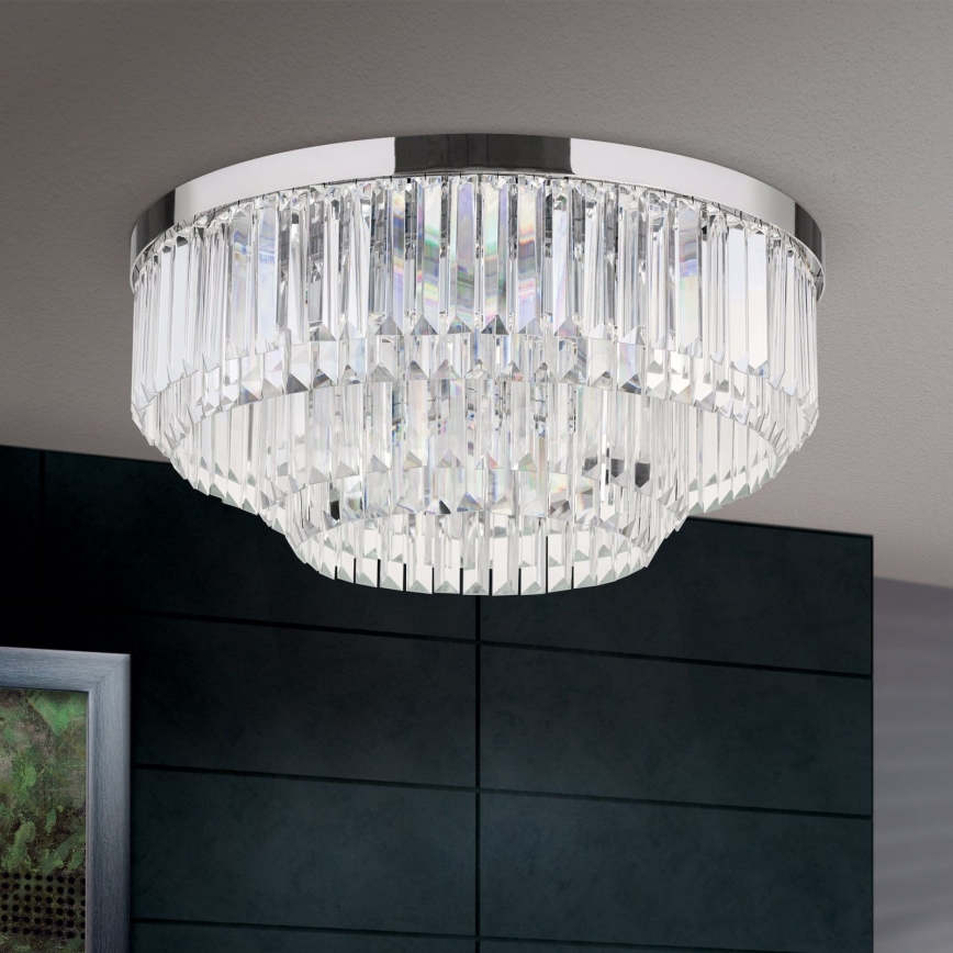 LED himmennettävä kristallikattoleuchte PRISM LED/80W/230V halkaisija 55 cm kiiltävä kromi
