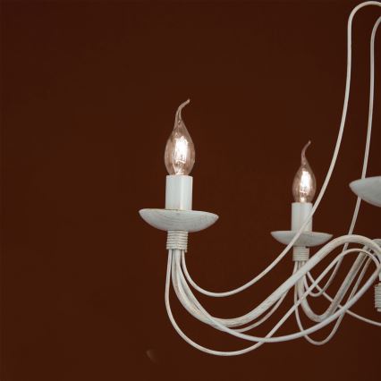 Kattokruunu ketjussa VELA 5xE14/40W/230V halkaisija 60 cm valkoinen/kulta/patina