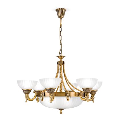 Kattokruunu ketjussa ROCCA 9xE27/60W/230V halkaisija 75 cm pronssi/valkoinen