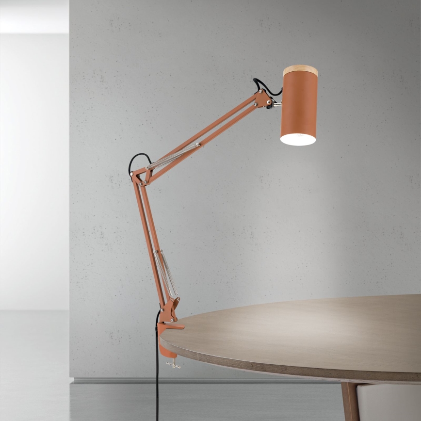 Pöytävalaisin klipsillä GILI 1xE27/40W/230V tiilenpunainen