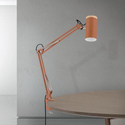 Pöytävalaisin klipsillä GILI 1xE27/40W/230V tiilenpunainen