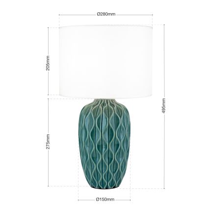 Pöytälamppu TORTUGA 1xE27/40W/230V vihreä/valkoinen