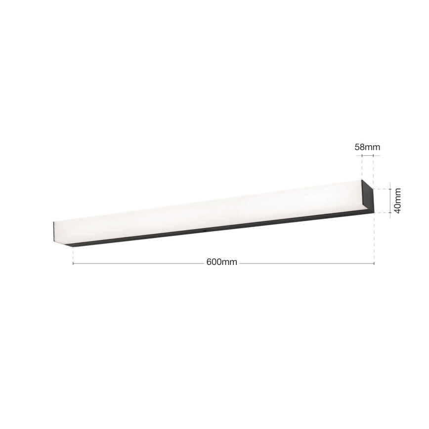 Kylpyhuoneen LED-peilivalo HORIZON LED/12W/230V 3000/4000K 60 cm IP44 musta
