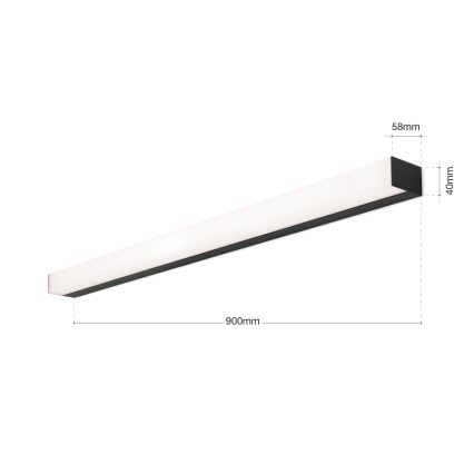 Kylpyhuoneen LED-peilivalo HORIZON LED/18W/230V 3000/4000K 90 cm IP44 musta