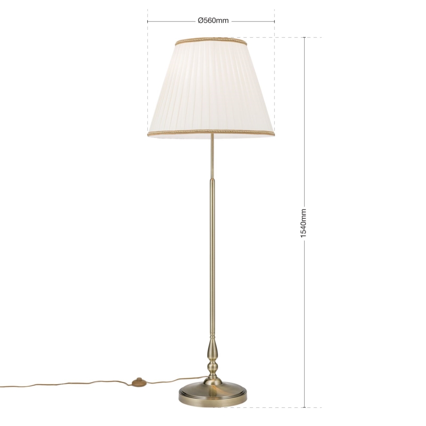 Lattialamppu TONIA 2xE27/60W/230V 154 cm valkoinen/pronssi