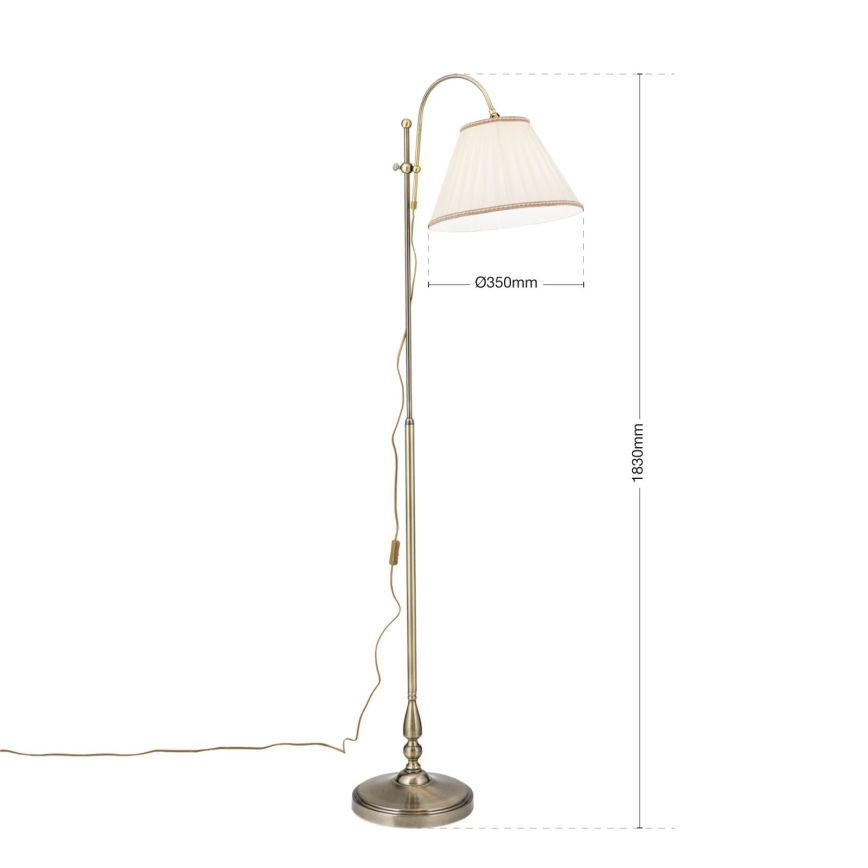 Lattialamppu TONIA 1xE27/60W/230V 183 cm valkoinen/pronssi