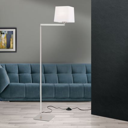 Lattialamppu CARLTON 1xE27/40W/230V valkoinen/mattakromi