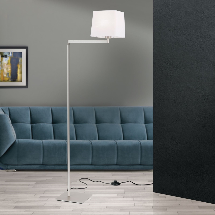 Lattialamppu CARLTON 1xE27/40W/230V valkoinen/mattakromi