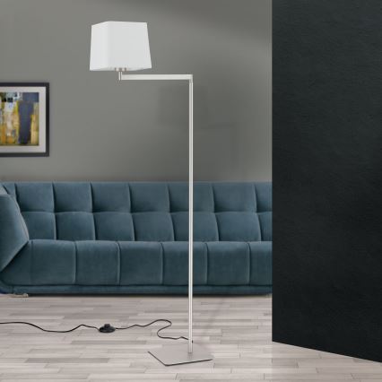 Lattialamppu CARLTON 1xE27/40W/230V valkoinen/mattakromi