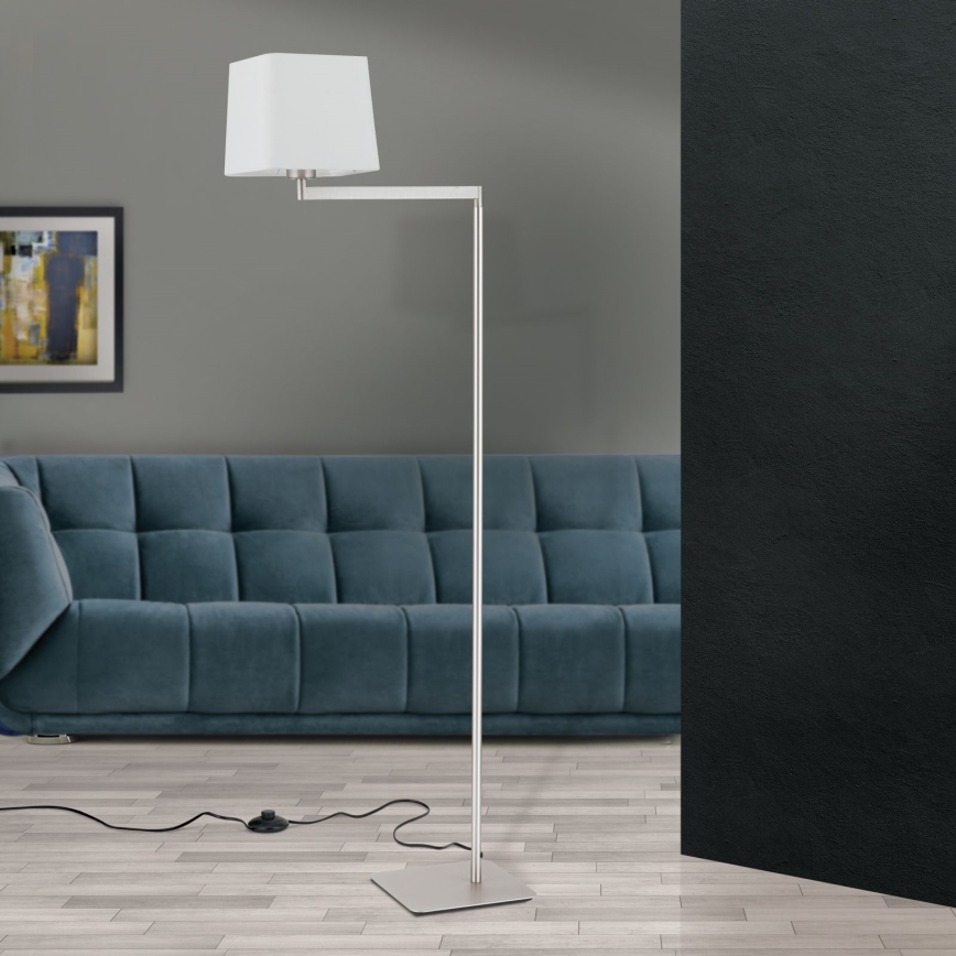 Lattialamppu CARLTON 1xE27/40W/230V valkoinen/mattakromi