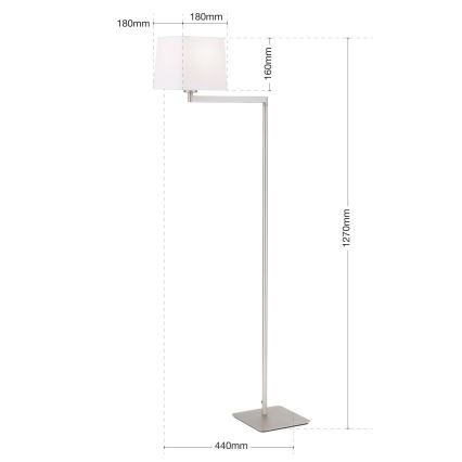 Lattialamppu CARLTON 1xE27/40W/230V valkoinen/mattakromi