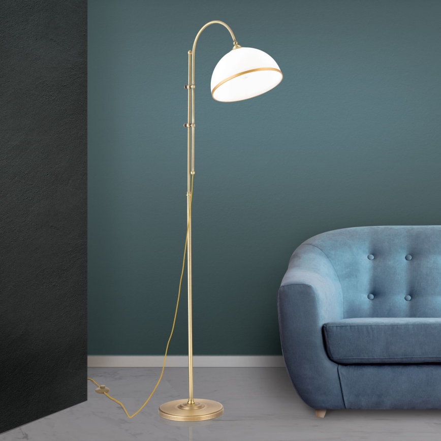 Lattialamppu OLD LAMP 1xE27/40W/230V valkoinen/pronssi