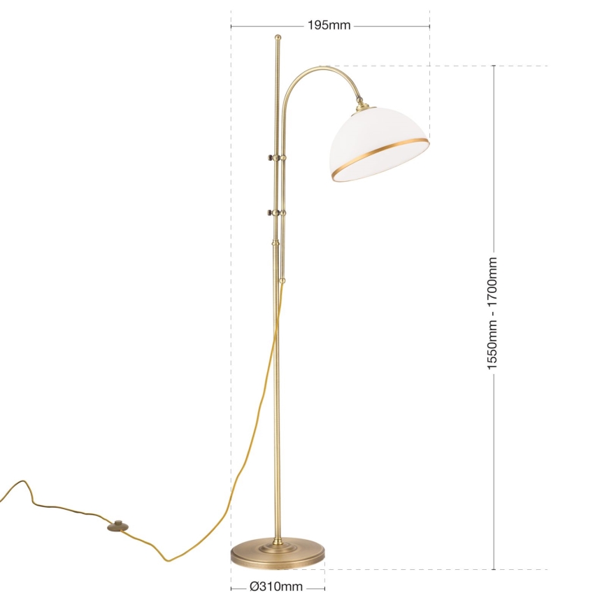 Lattialamppu OLD LAMP 1xE27/40W/230V valkoinen/pronssi