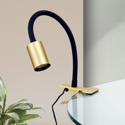 LED Joustava pöytävalaisin klipsillä KURT LED/5W/230V kulta