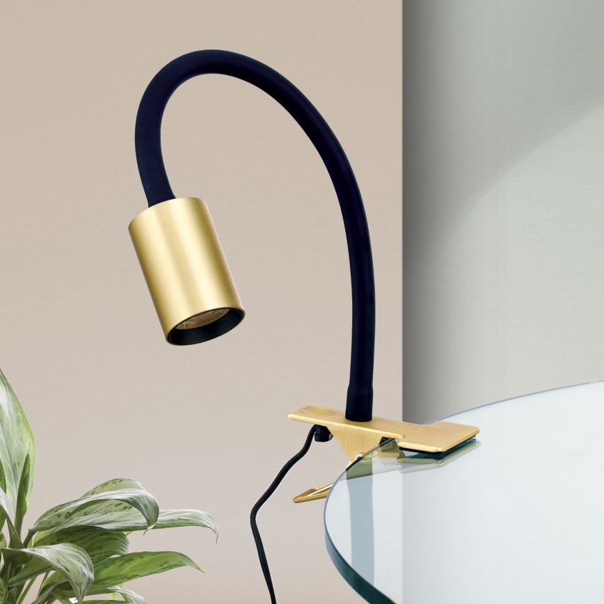 LED Joustava pöytävalaisin klipsillä KURT LED/5W/230V kulta