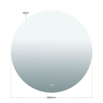 LED-kylpyhuoneen seinäpeili lämmityselementillä ja taustavalolla FOCUS LED/27W/230V 3000/4200/6000K Ø 80 cm IP44
