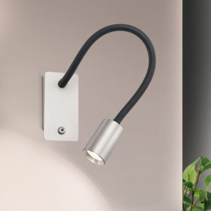 LED Joustava pieni seinä lamppu KURT LED/5W/230V hopea