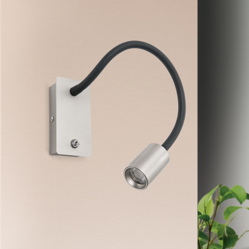 LED Joustava pieni seinä lamppu KURT LED/5W/230V hopea