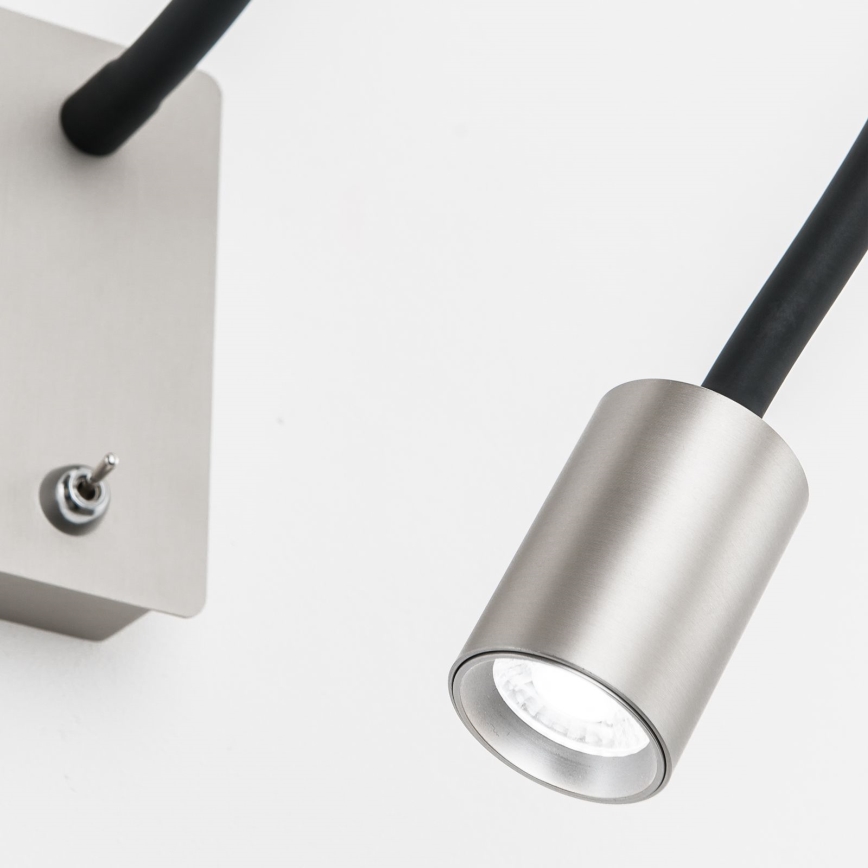 LED Joustava pieni seinä lamppu KURT LED/5W/230V hopea