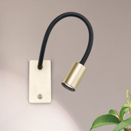 LED Joustava seinä pieni lamppu KURT LED/5W/230V kulta