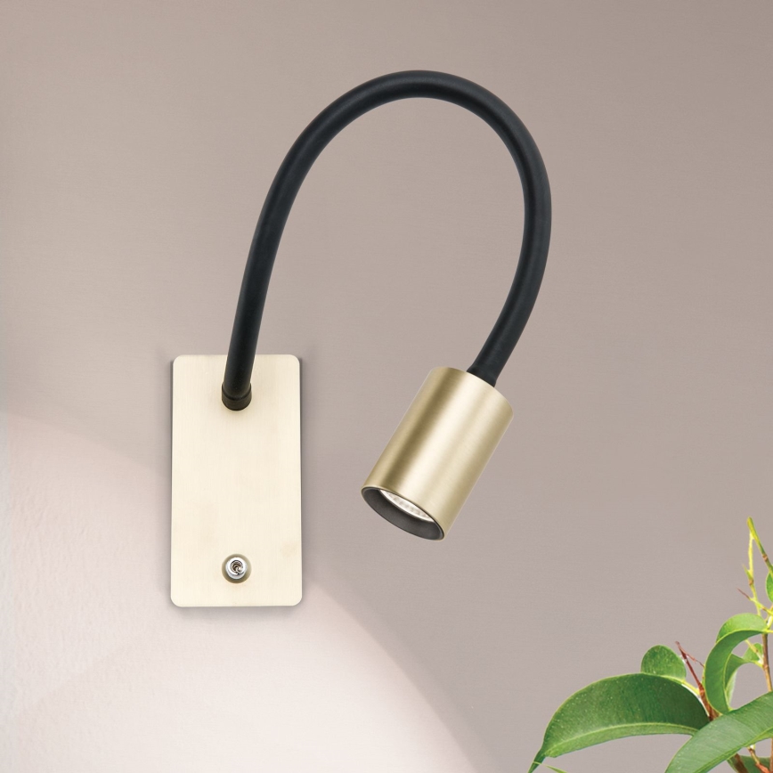LED Joustava seinä pieni lamppu KURT LED/5W/230V kulta