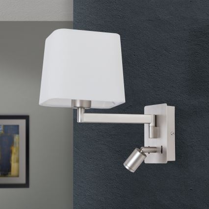 LED-seinävalaisin CARLTON 1xE27/40W/230V + LED/3W valkoinen/mattakromi